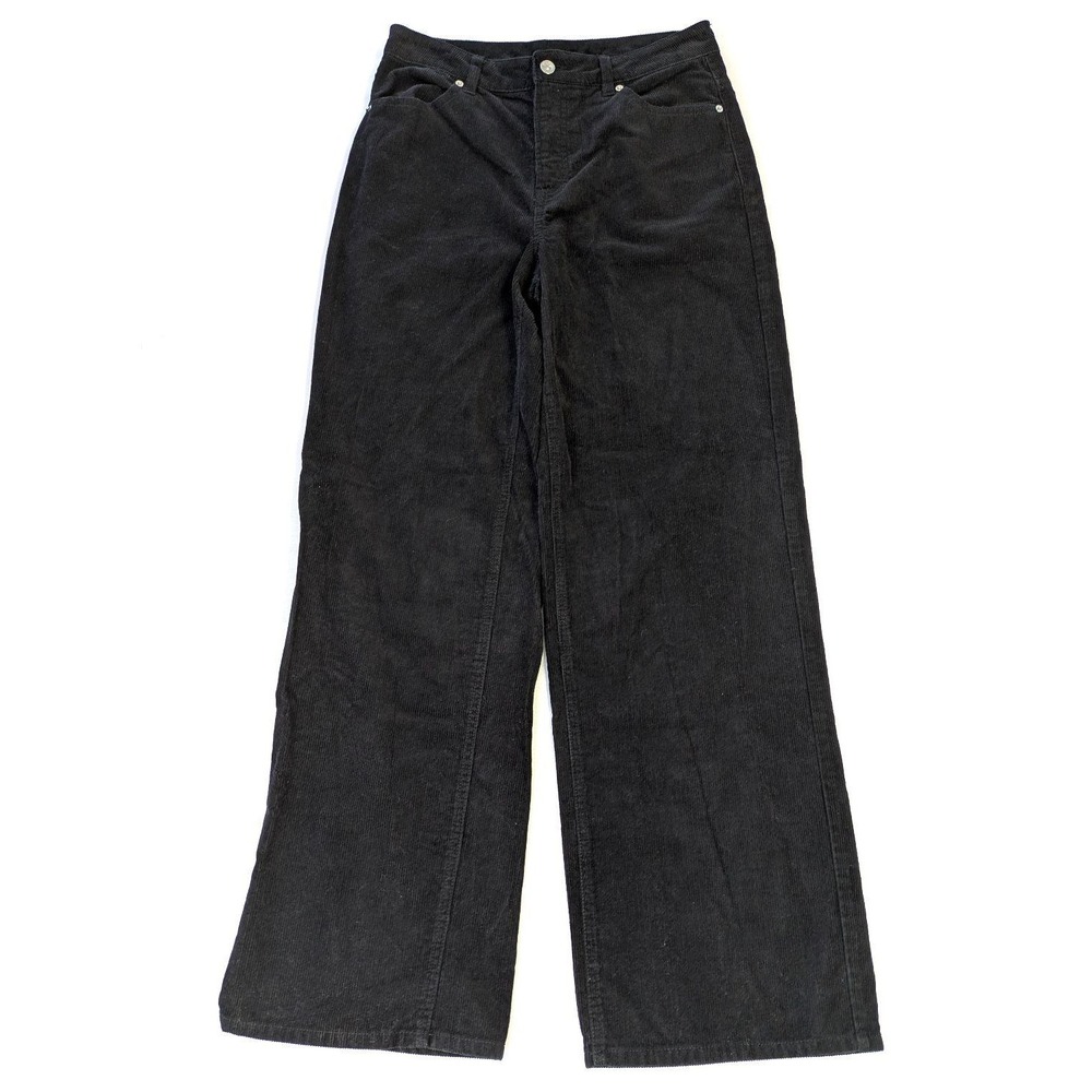 H&M Divided Black Corduroy Wide Leg Pants High Waisted Size 6 (30x31) NWOT